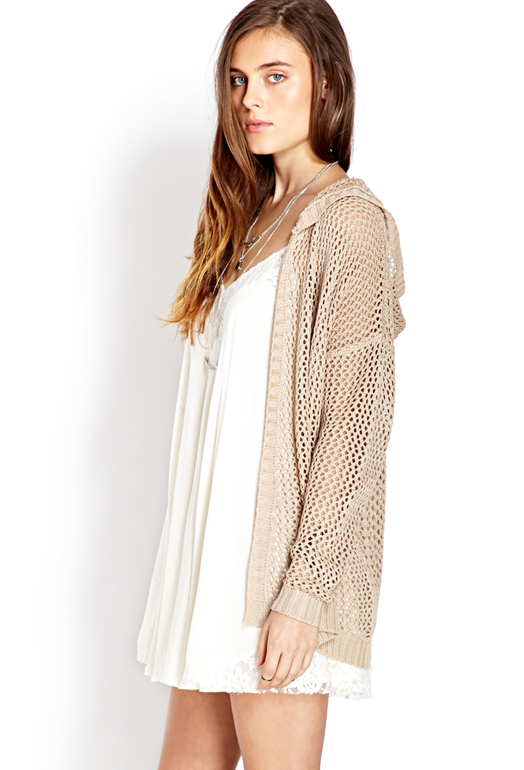 Forever 21 Easy Open-knit Hooded Cardigan You've Been Added To The 