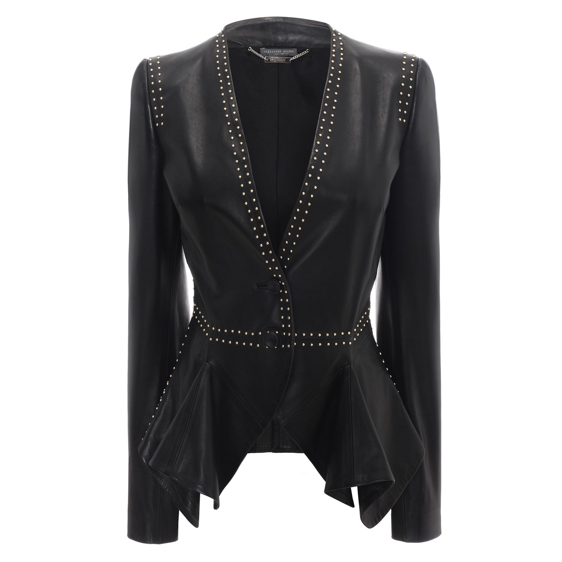 Alexander mcqueen Studded Leather Jacket in Black | Lyst