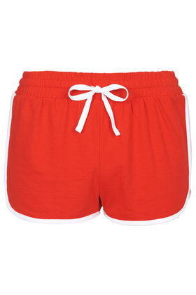 Topshop Sporty Side Step Runner Shorts in Red | Lyst