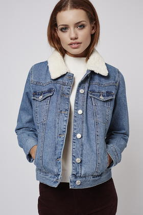 womens borg denim jacket