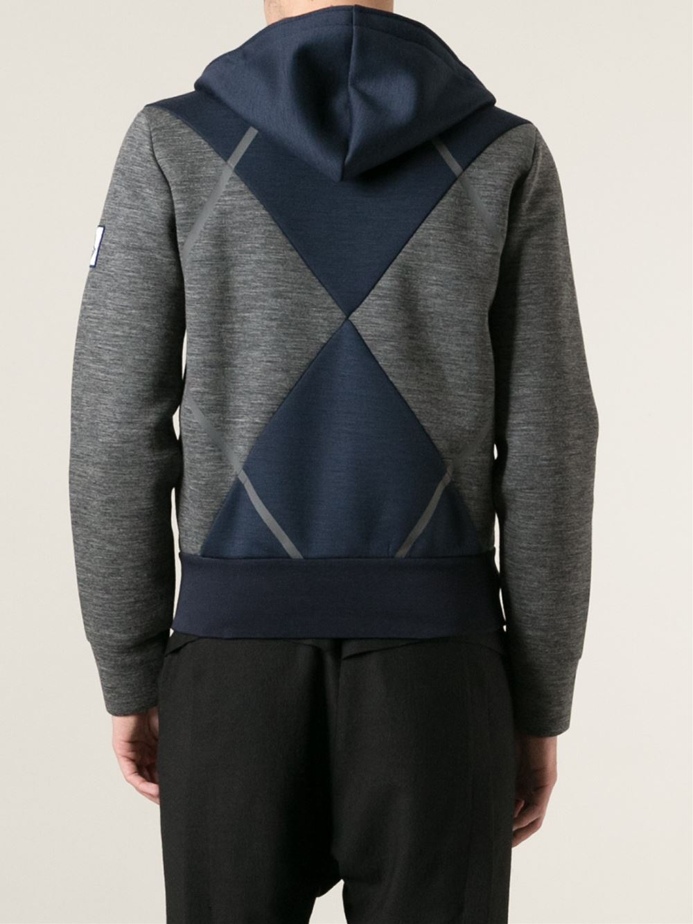 Moncler Gamme Bleu Contrasting Panels Hoodie in Grey (Gray) for Men - Lyst
