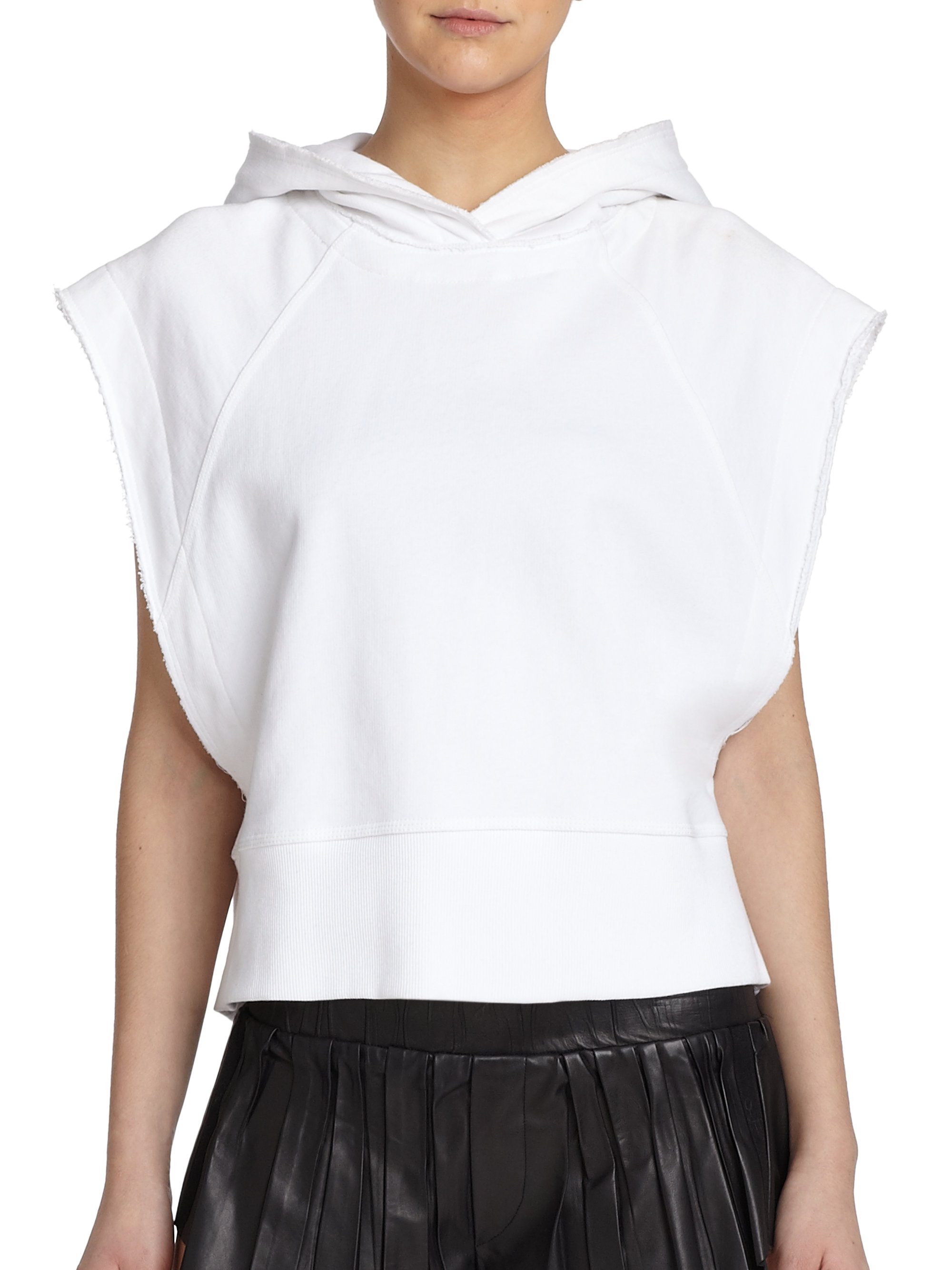 short sleeve white hoodie women's