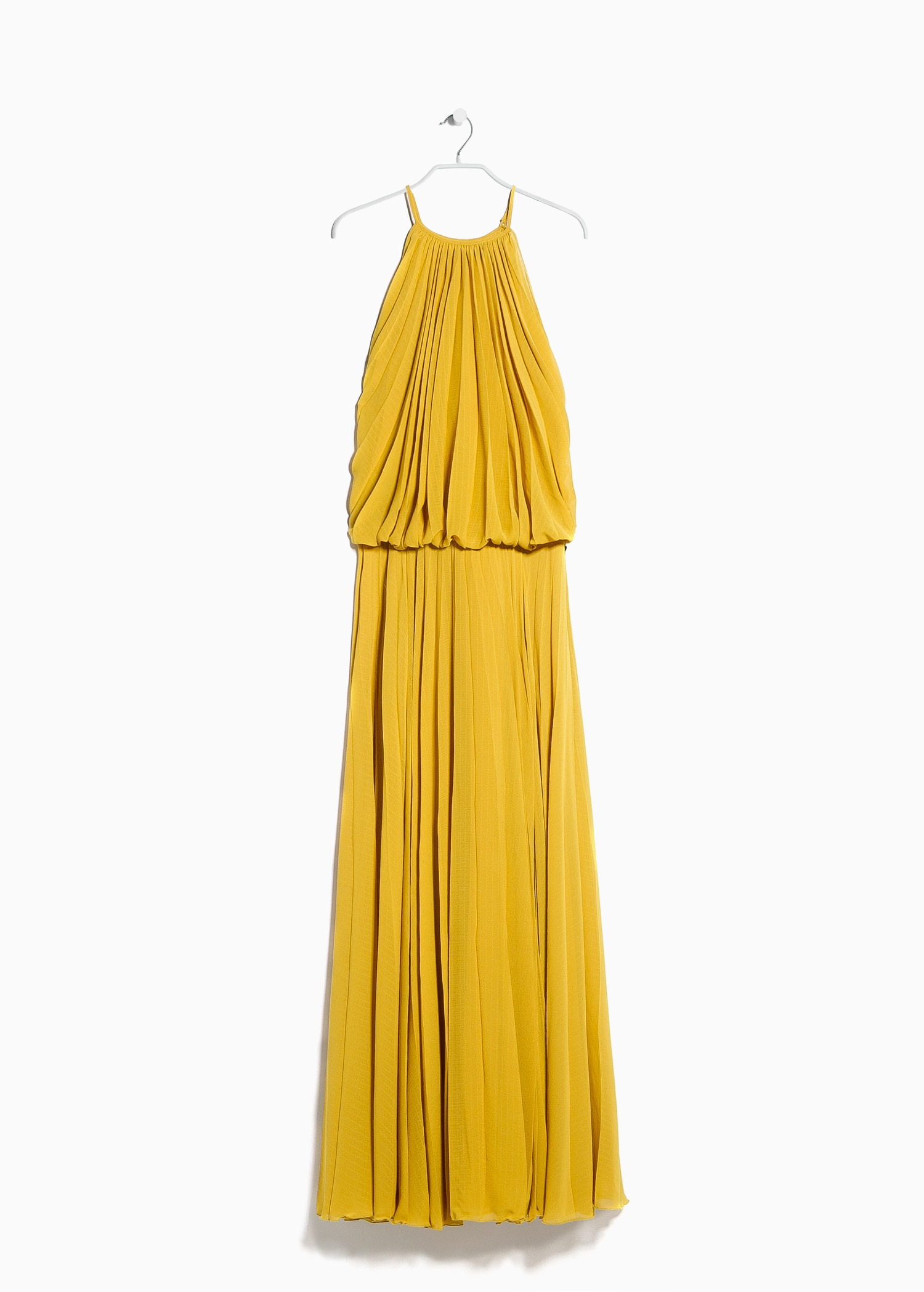 mango yellow pleated dress