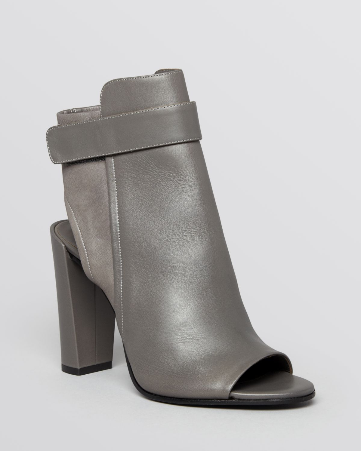 gray booties open toe