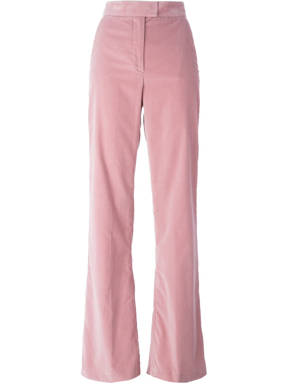 pink velvet flare pants