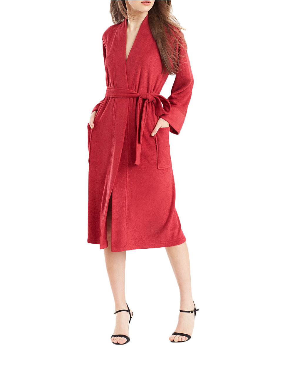 N natori Open Front Robe in Red (Bright Red) Lyst
