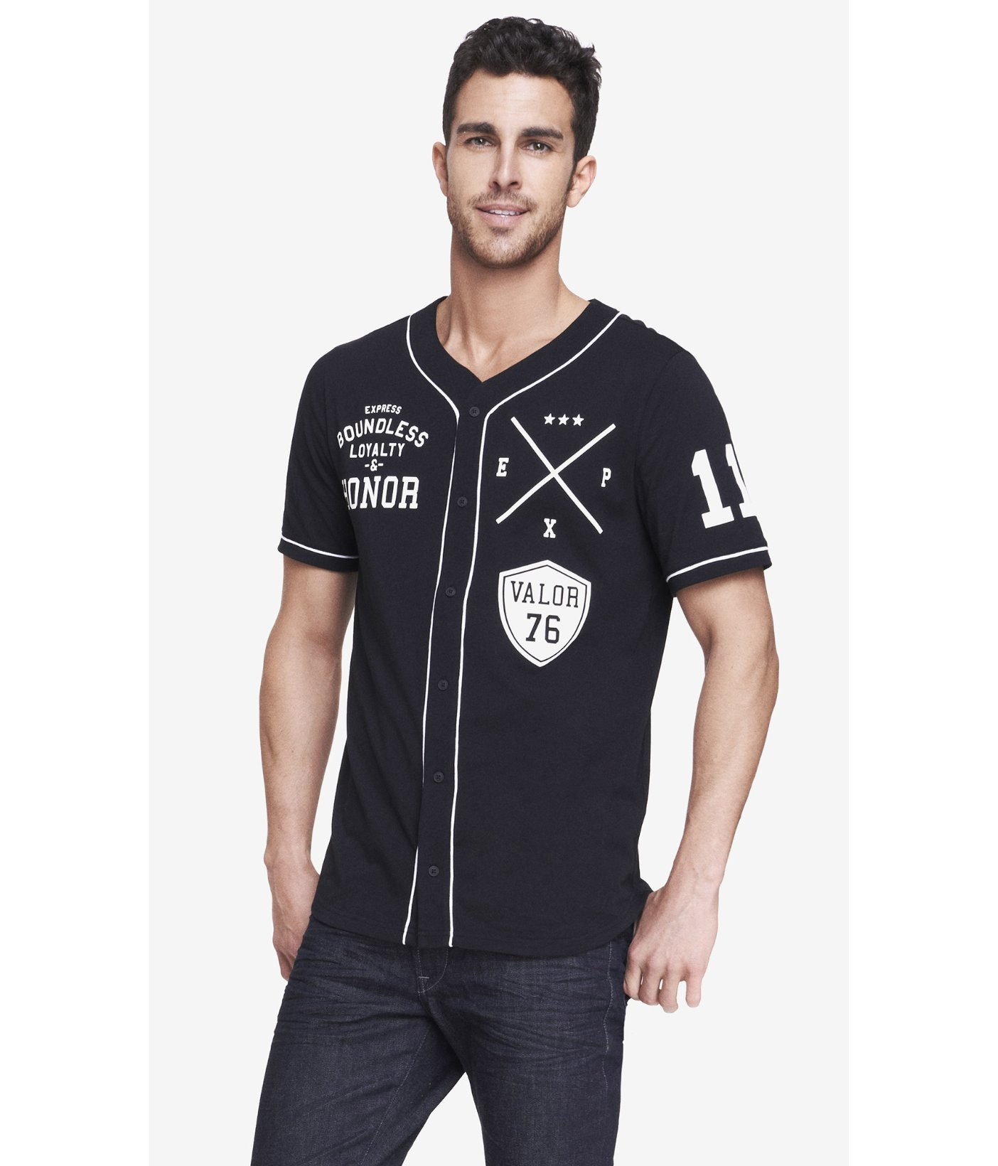 Express Graphic Baseball Jersey Loyalty And Honor in Black for Men Lyst