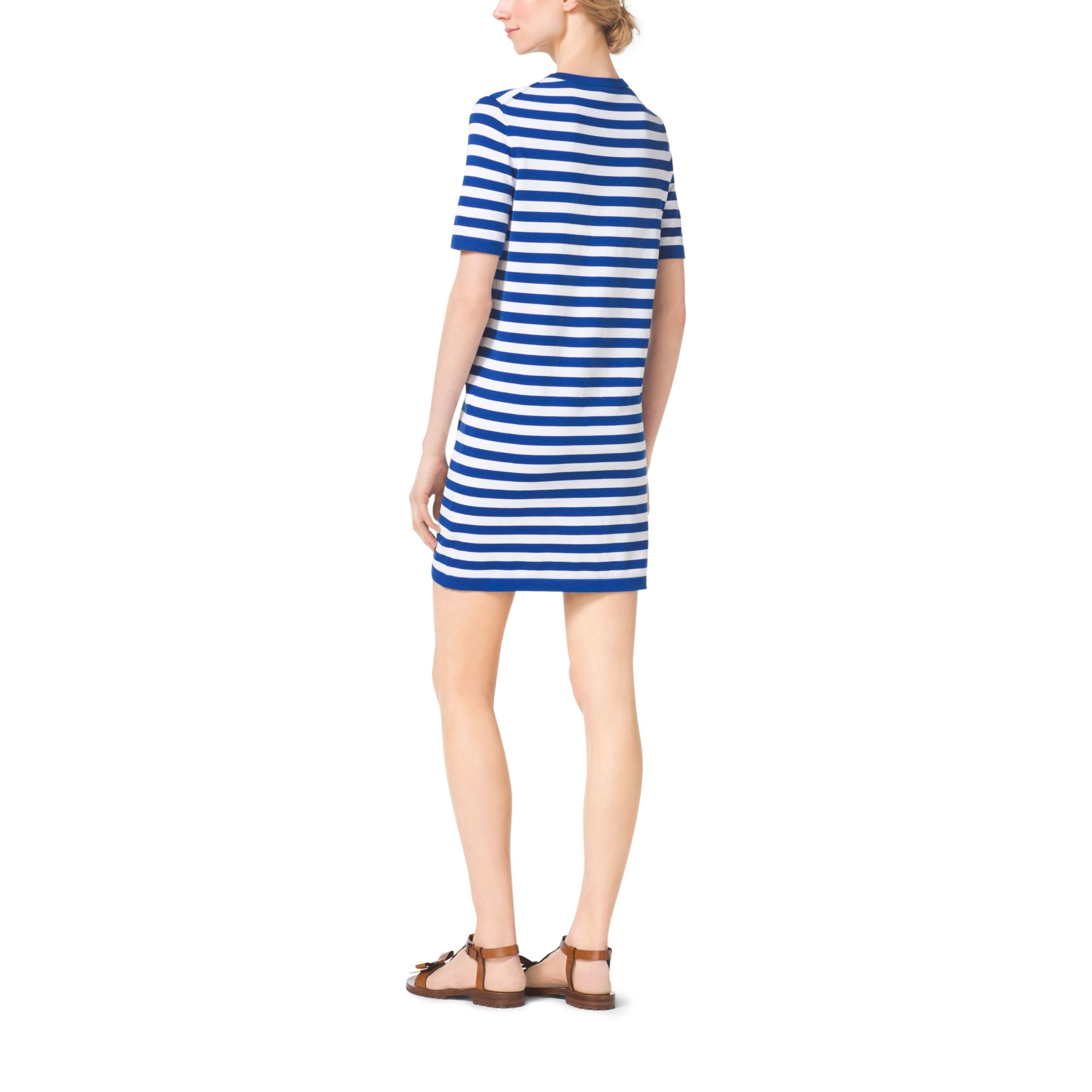 michael kors blue striped dress