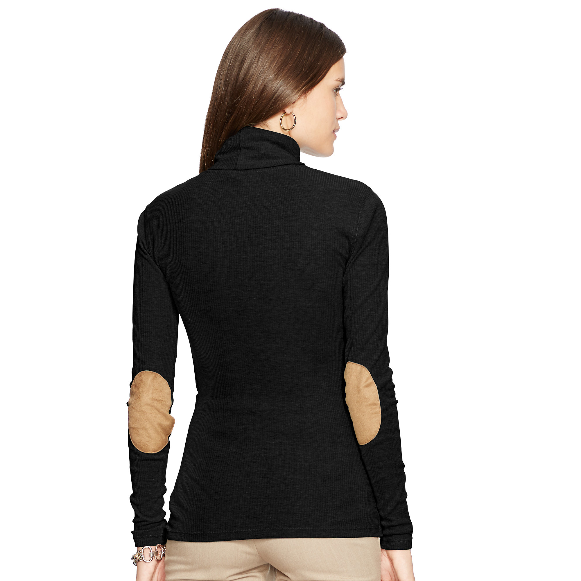Ralph Lauren Elbowpatch Cotton Turtleneck in Black Lyst