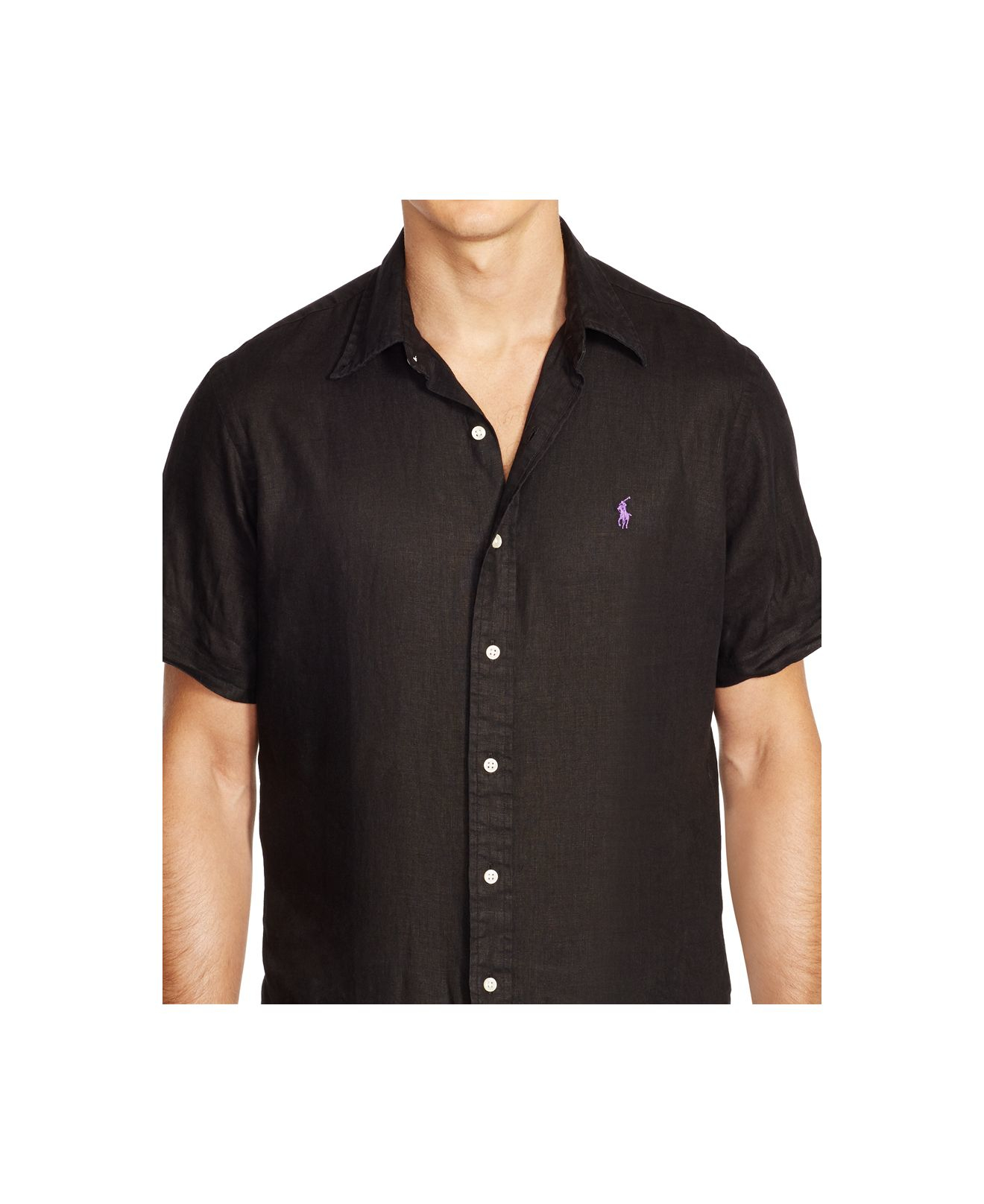 Polo Ralph Lauren Short-sleeved Linen Shirt in Black for Men - Lyst
