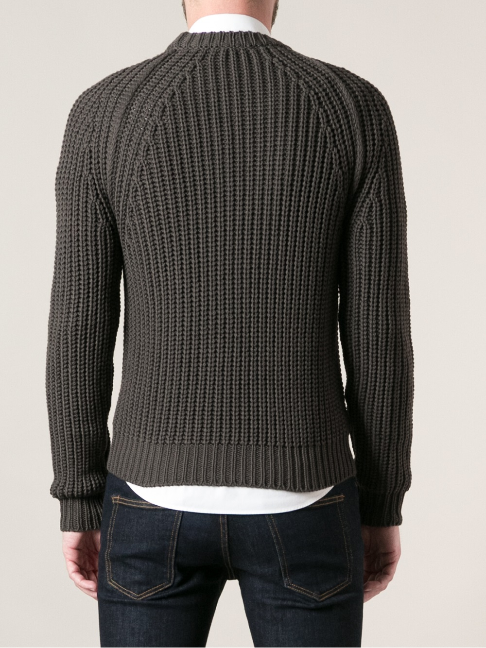 Lanvin Thick Ribbed Sweater in Grey (Gray) for Men - Lyst