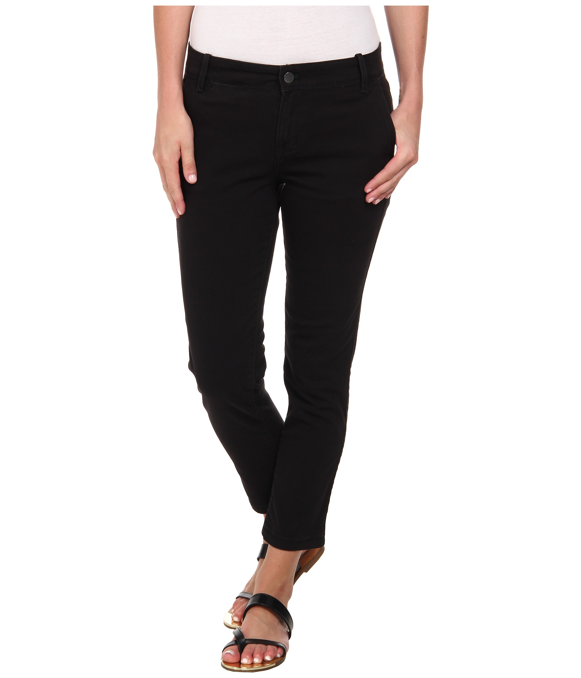 Calvin klein jeans Abbreviated Crop Straight Leg Pant in Black | Lyst
