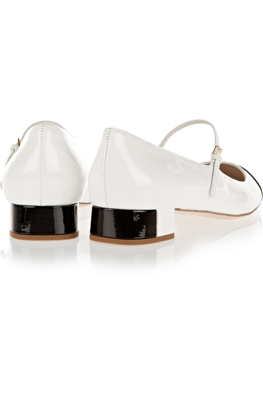 Miu Miu Two-Tone Patent-Leather Mary Jane Flats in White | Lyst