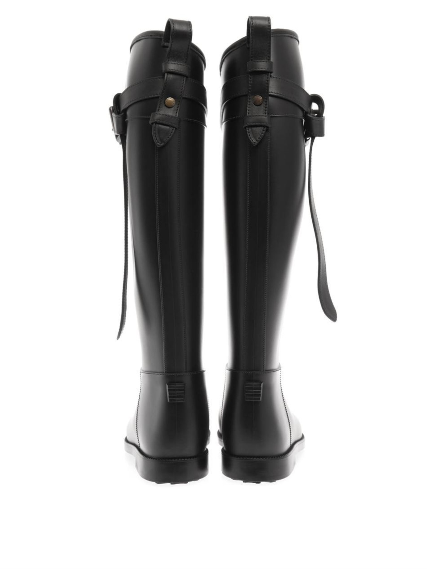 Burberry Belted Equestrian Rain Boots in Black | Lyst