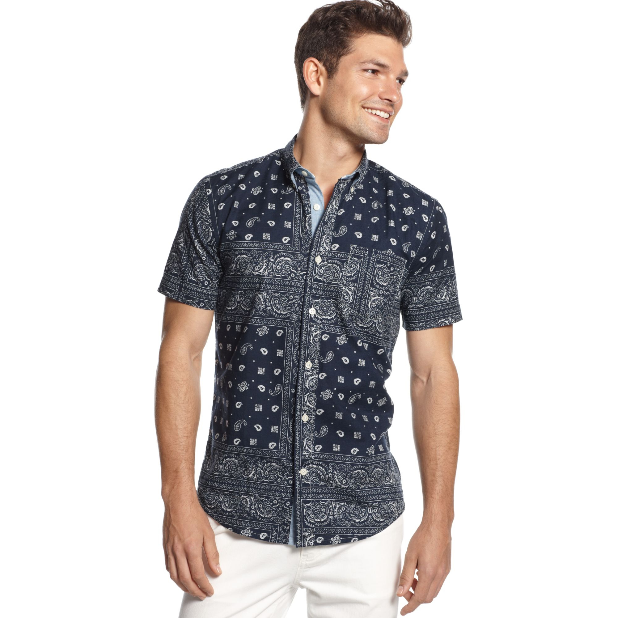 Tommy Hilfiger Dean Pieced Bandana Customfit Shirt in Blue for Men - Lyst