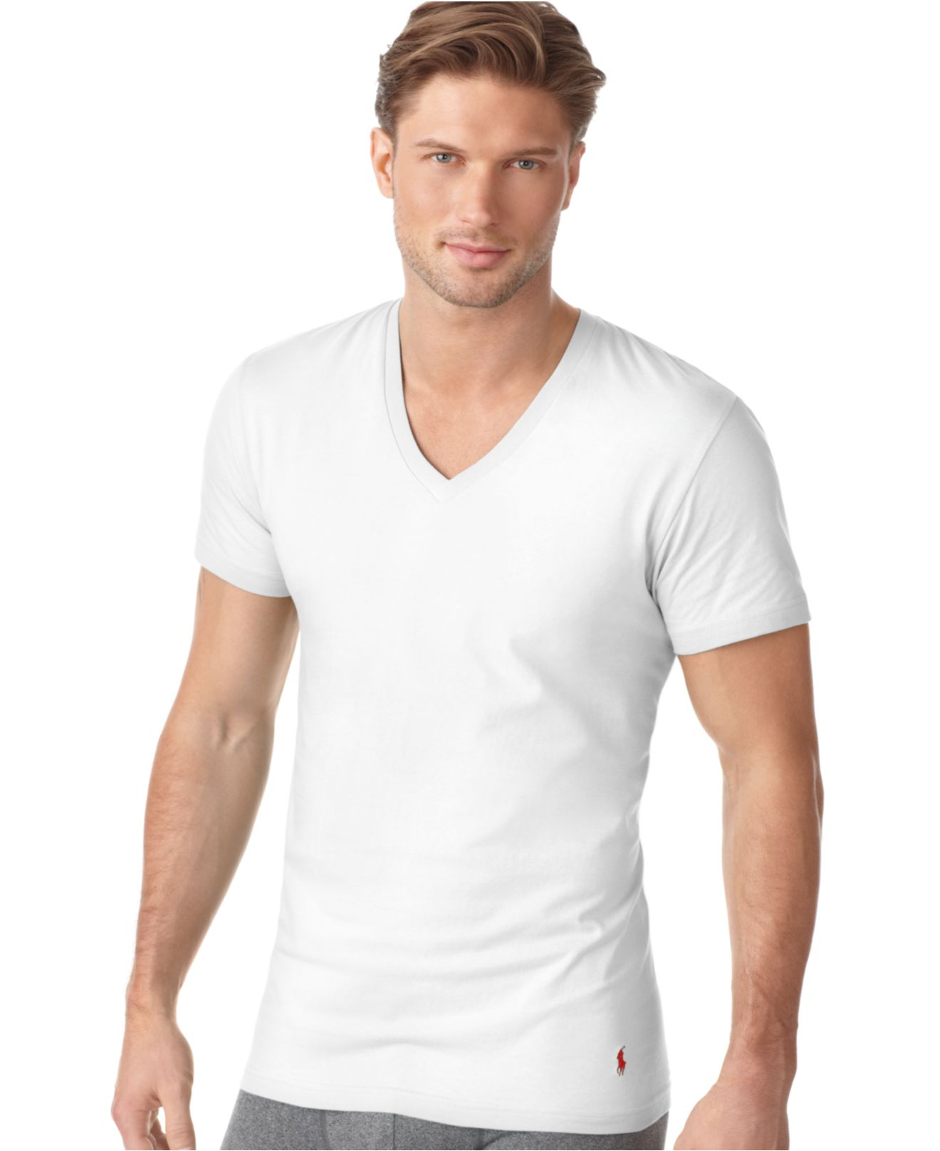 ralph lauren white v neck t shirt