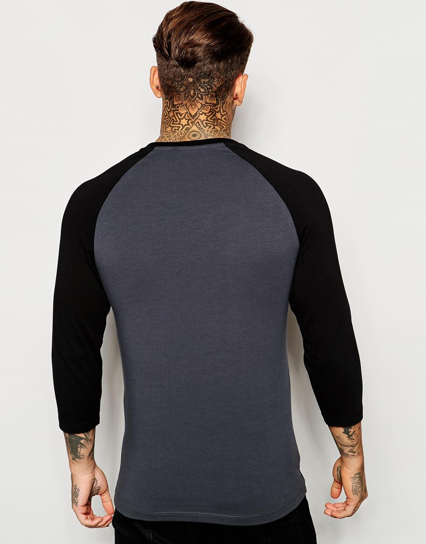 Asos Extreme Muscle Fit 3 4 Sleeve T Shirt With Contrast Raglan Sleeves