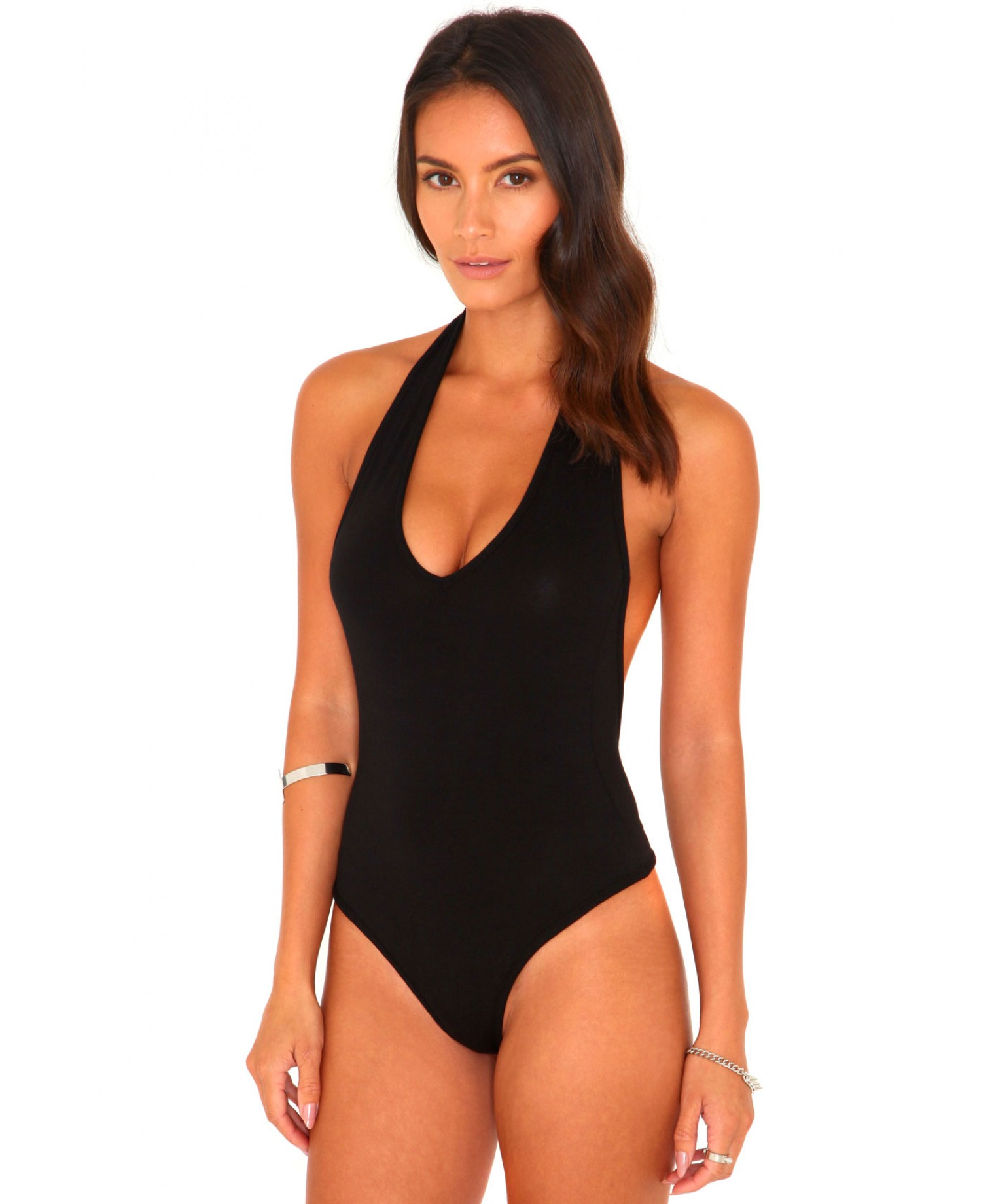 black halter neck bodysuit