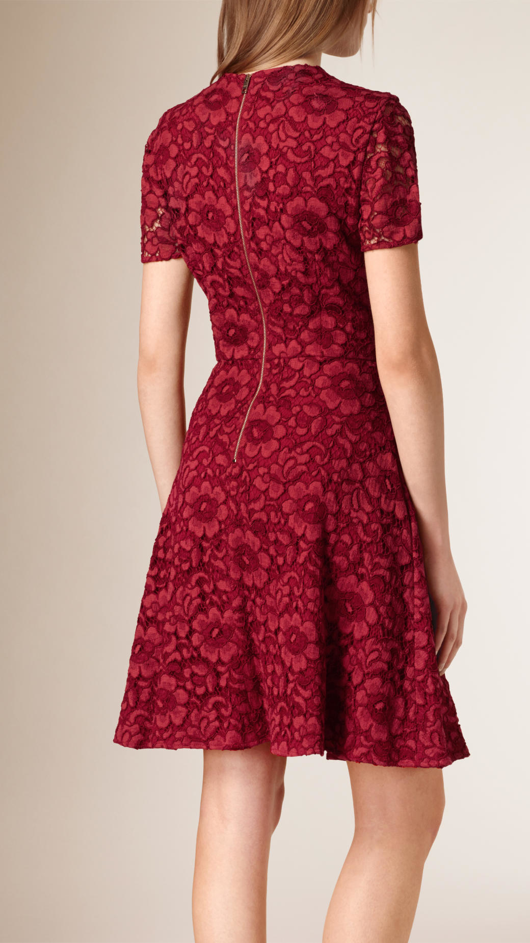 Burberry French Lace A-line Dress in Red - Lyst