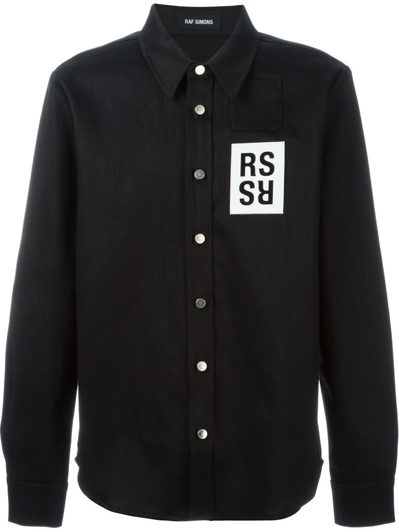 raf simons patch denim shirt