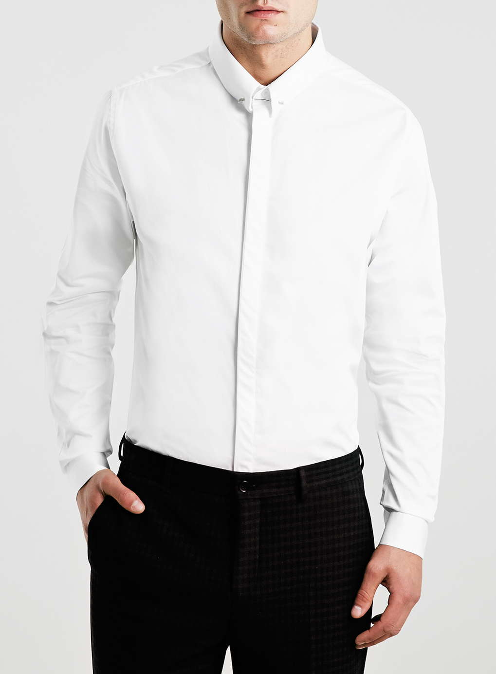 Topman Premium Long Sleeve White Pin Collar Smart Folded Shirt in White for Men | Lyst