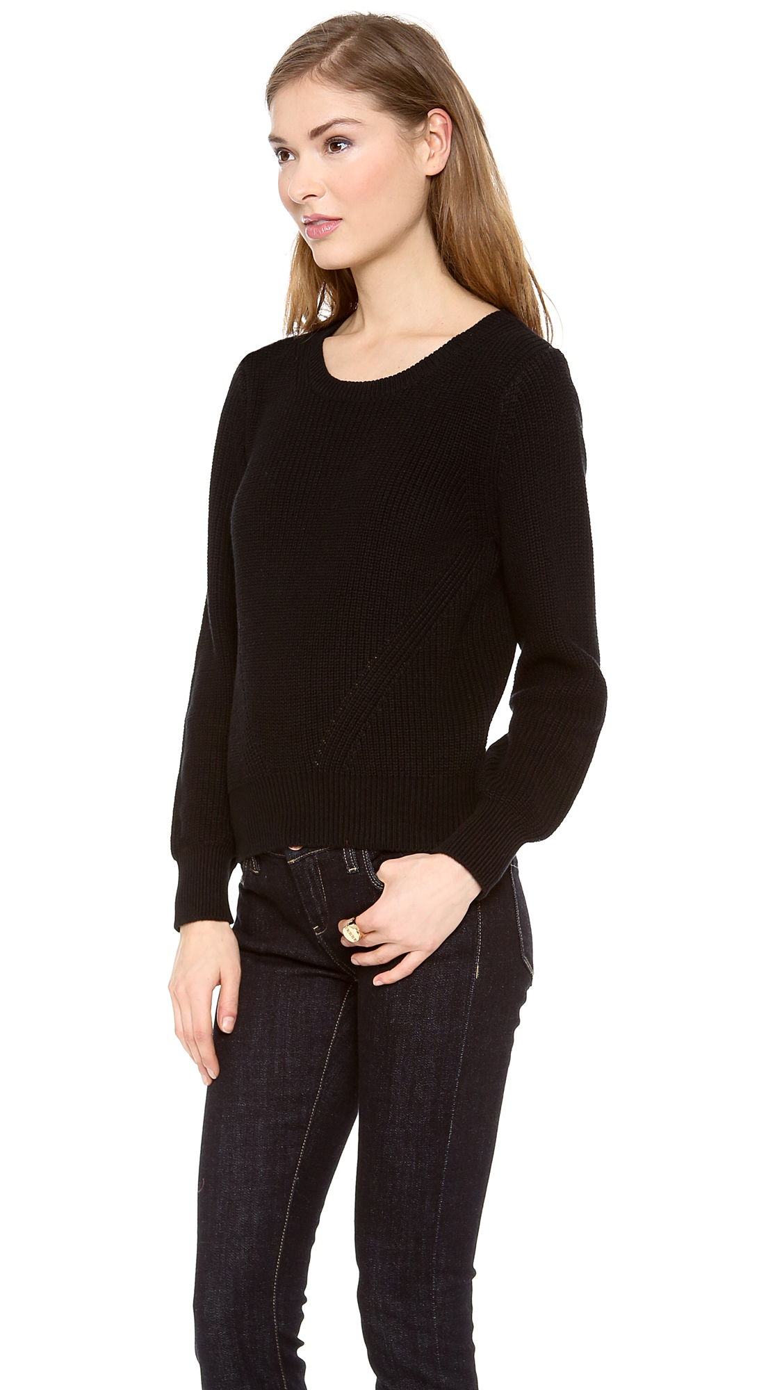 525 America Cotton Cold Shoulder Cutout Crew Neck Sweater in French ...