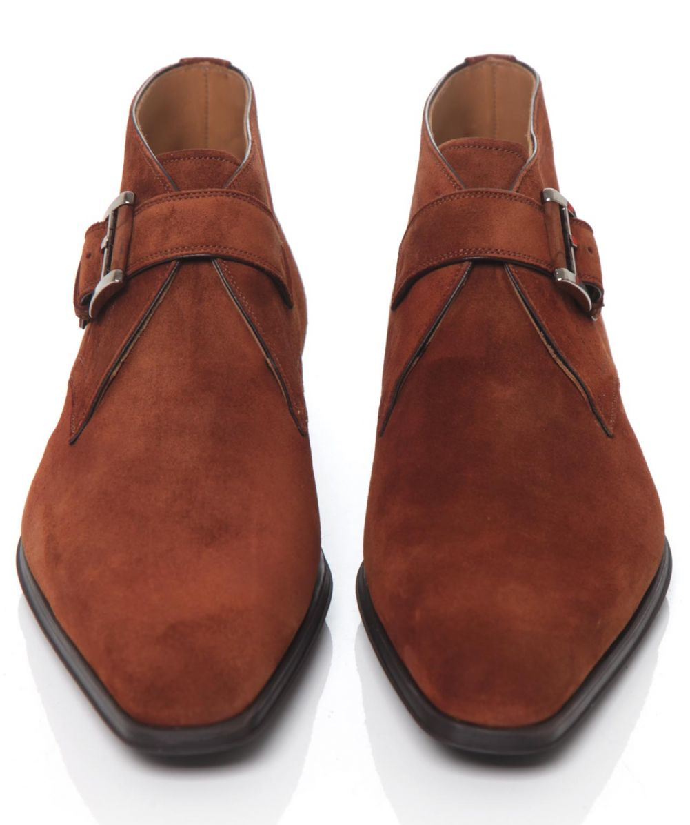Magnanni Suede Monk Strap Boots in 