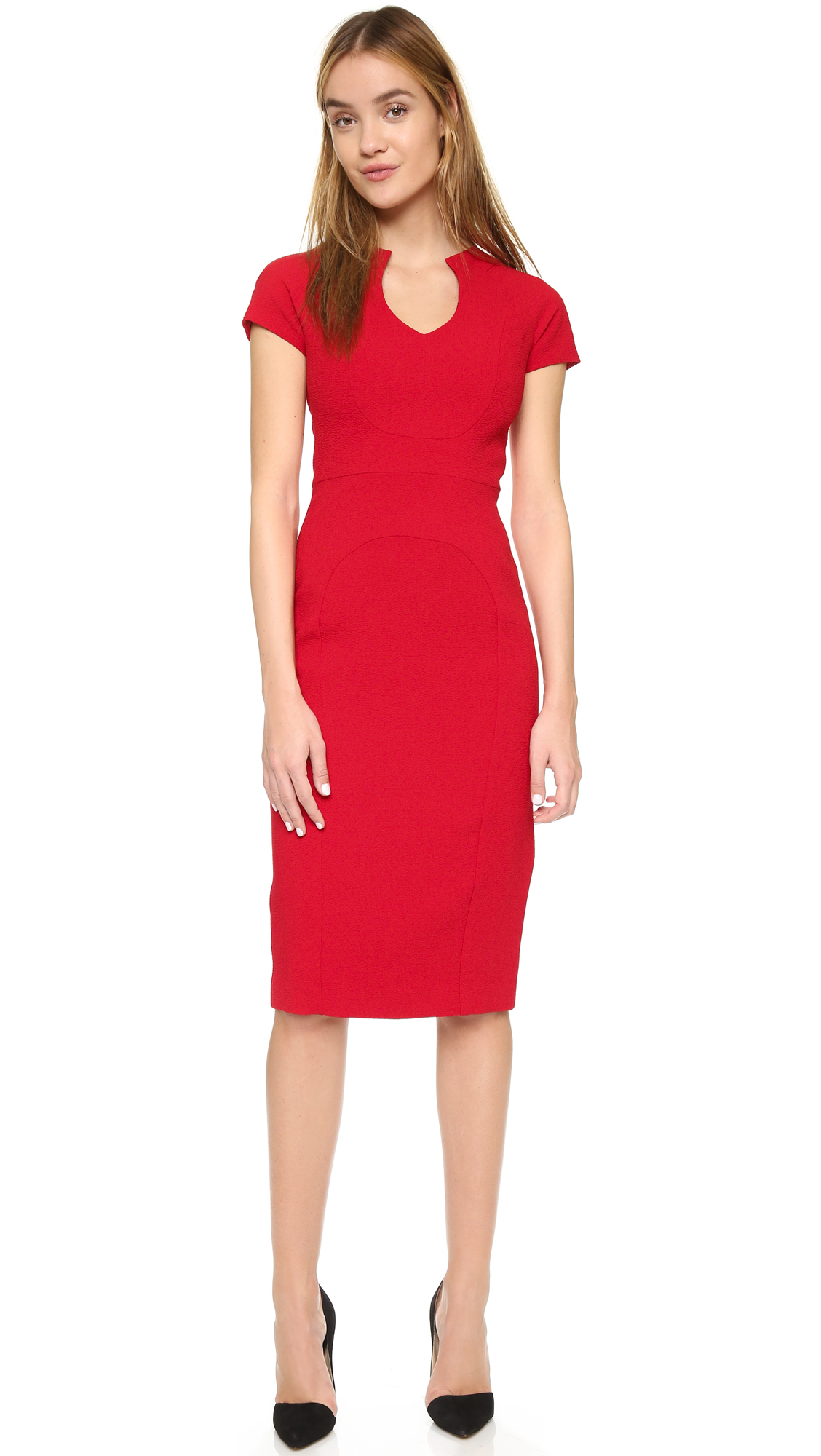 black halo red dress