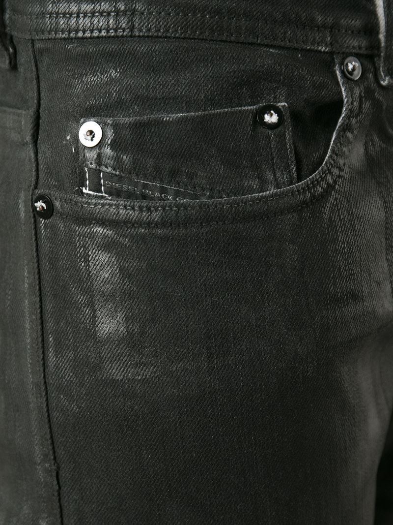 Diesel Black Gold Coated Jeans in Black for Men - Lyst