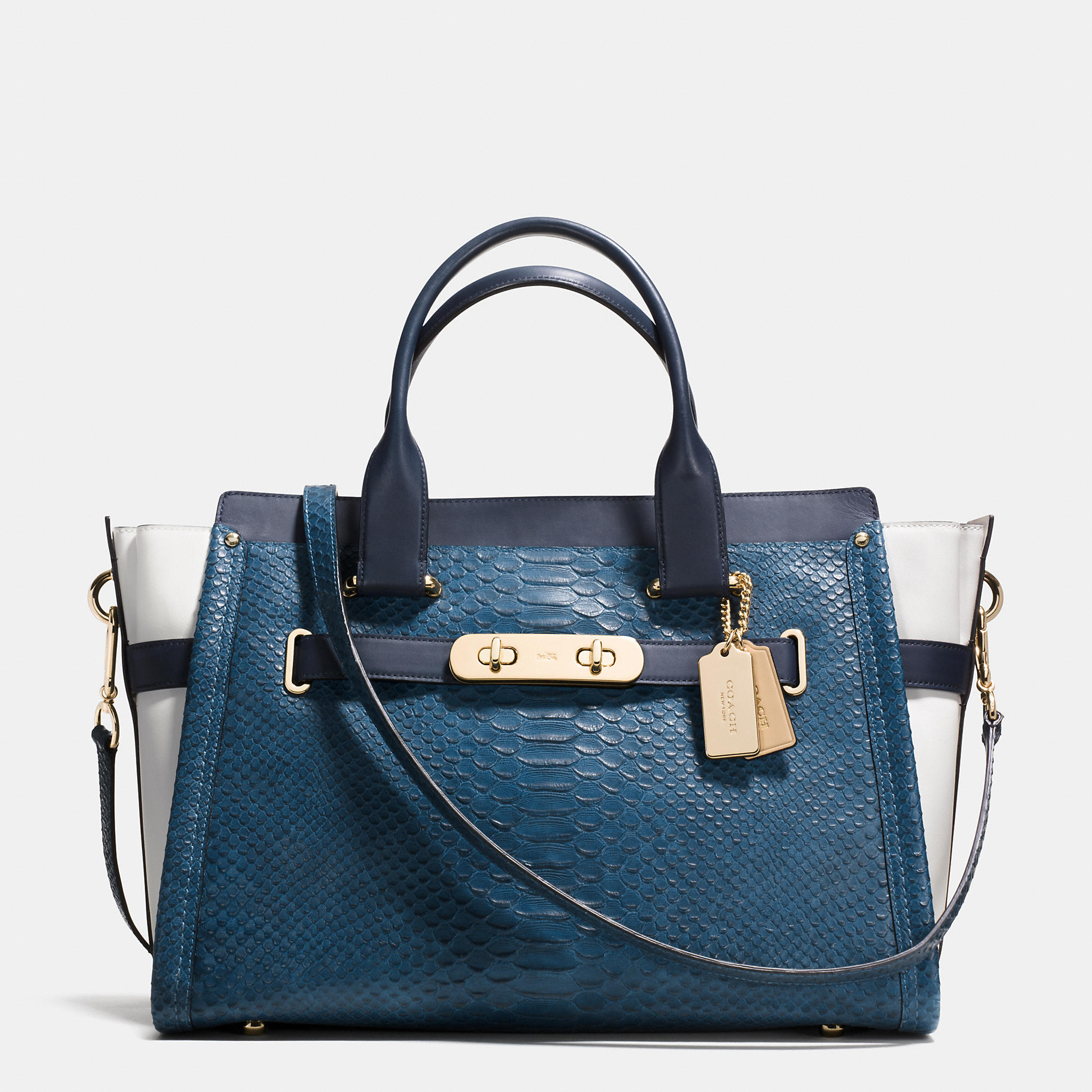 Lyst - Coach Swagger 37 In Colorblock Python Embossed Leather in Blue