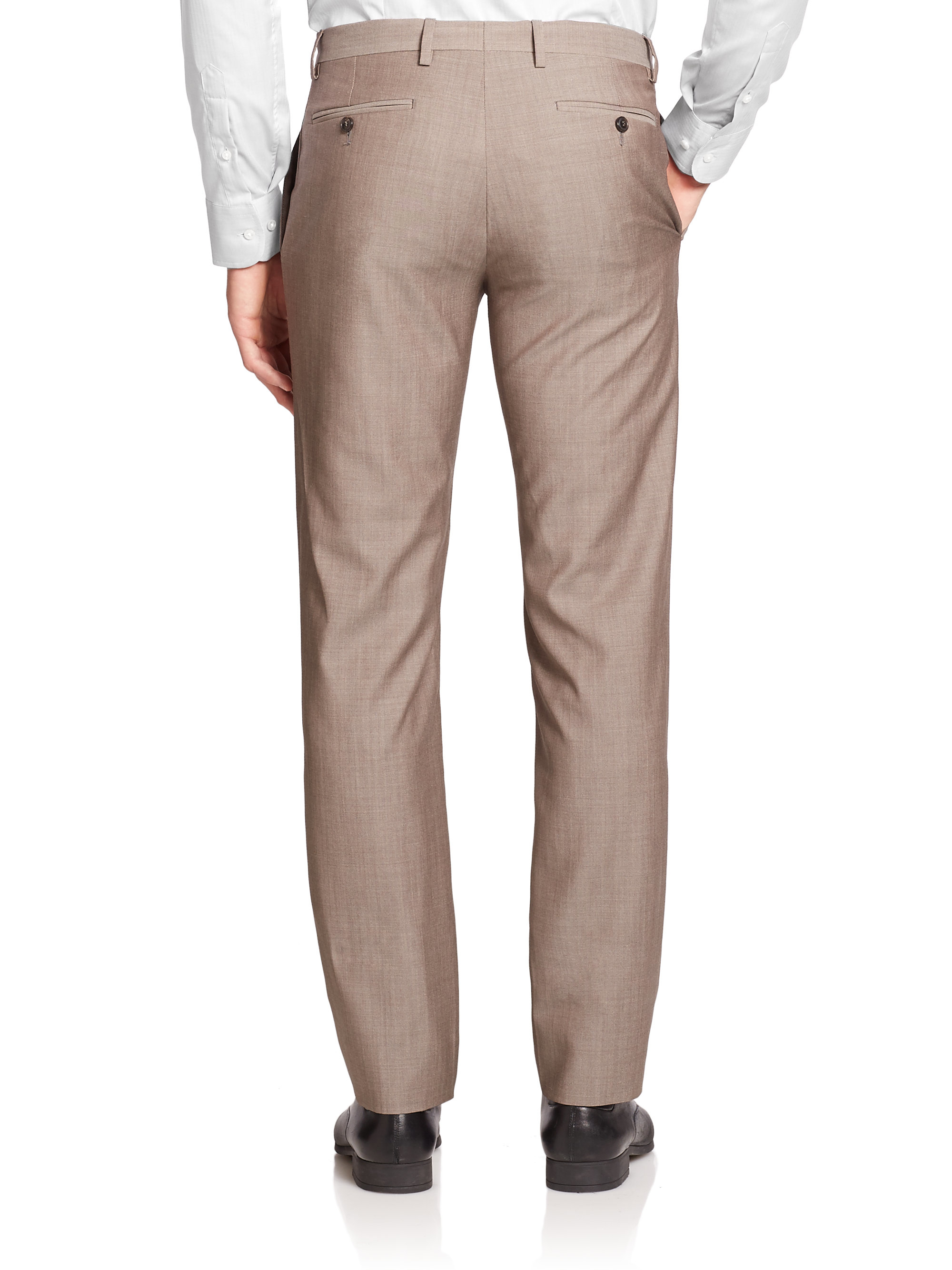 Giorgio Armani Textured Wool Dress Pants in Brown for Men - Lyst