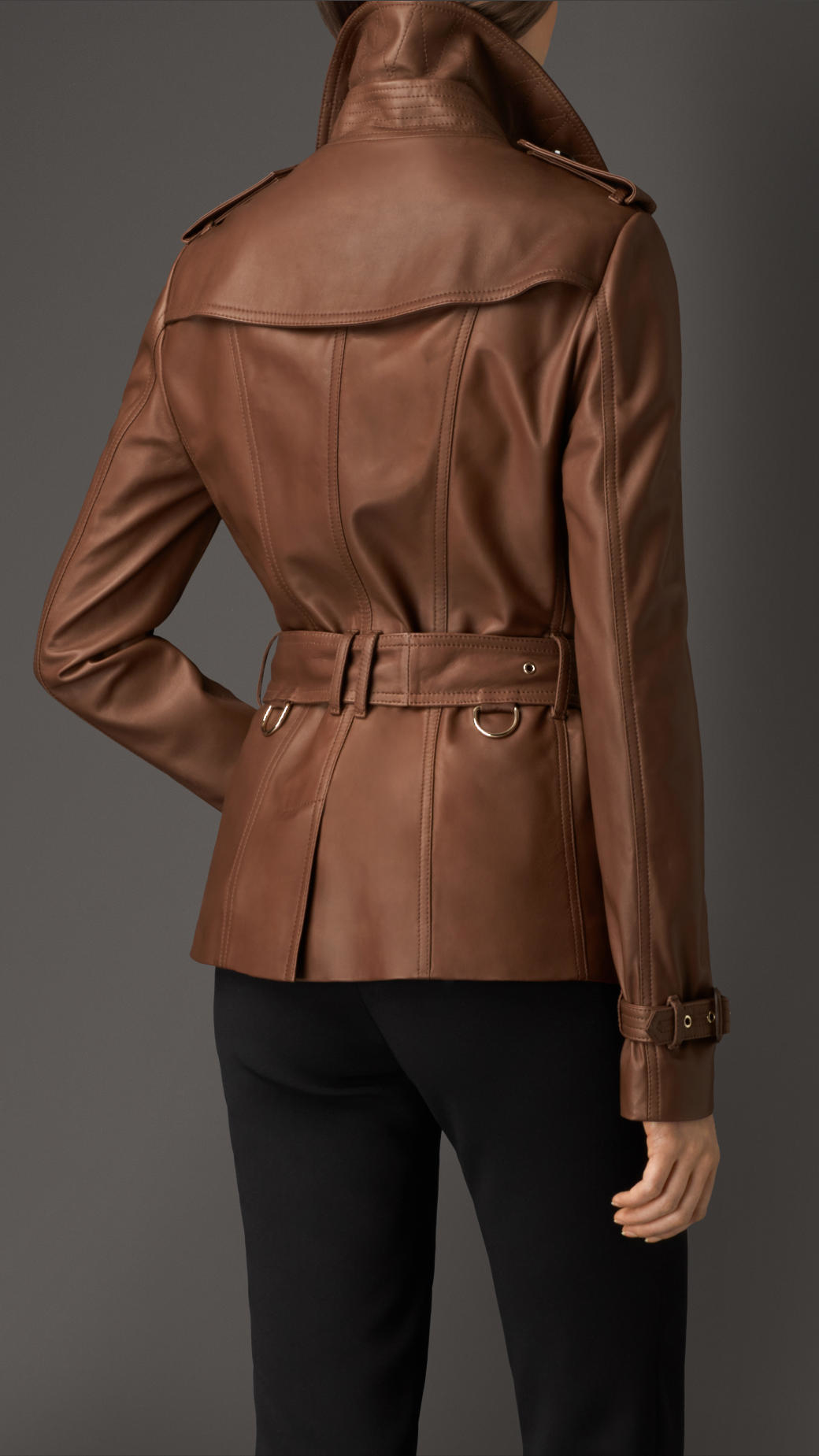 Lyst - Burberry Leather Trench Jacket in Brown