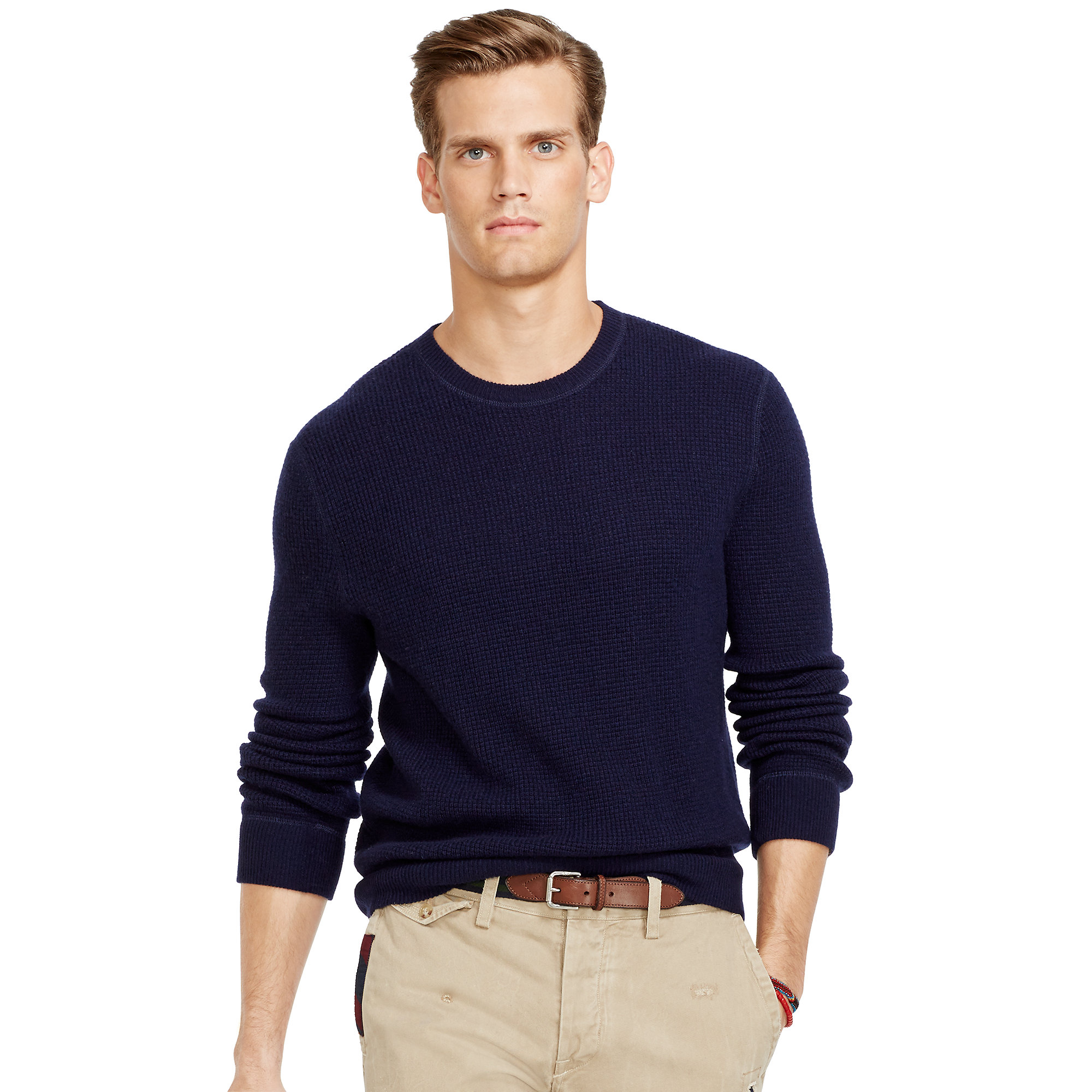 Ralph Lauren Waffle-Knit Cashmere Sweater in Navy (Blue) for Men - Lyst
