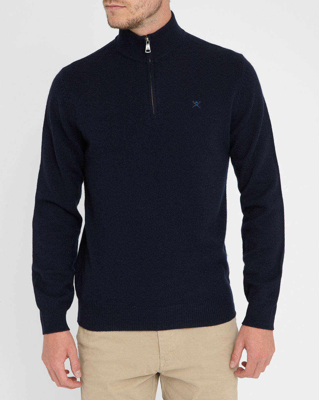 Hackett Navy Zipneck Elbow Patches Sweater in Blue for Men Lyst