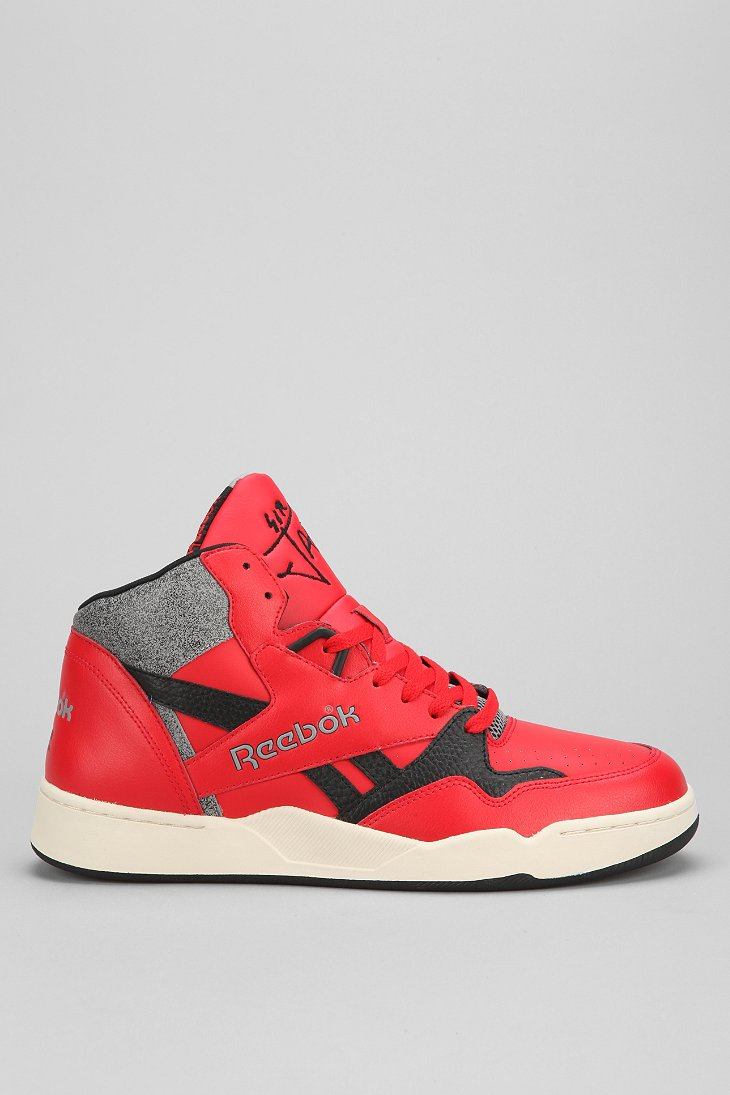 red mid top sneakers