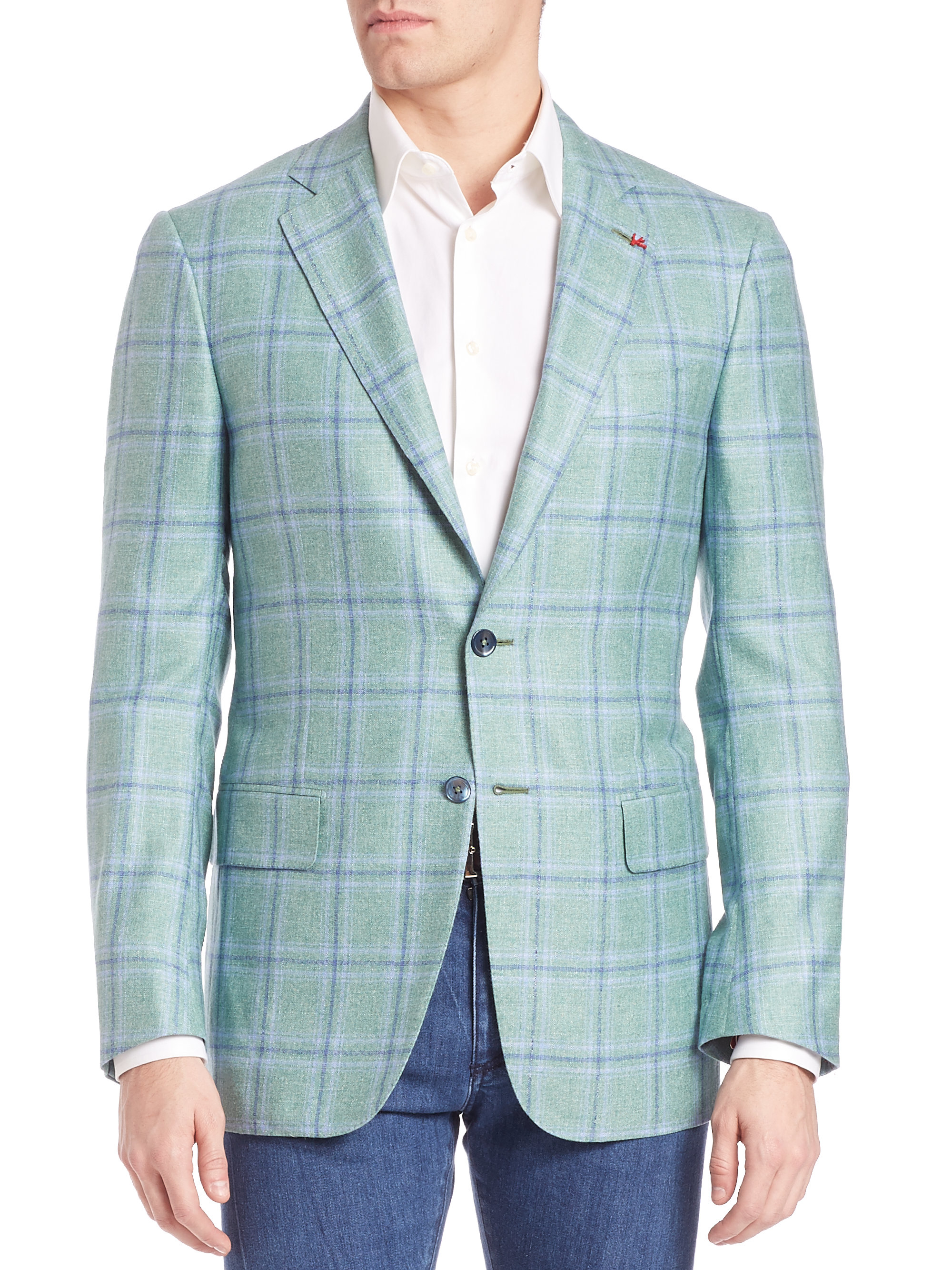 Isaia Plaid Cashmere & Silk Sportcoat in Green for Men   Lyst