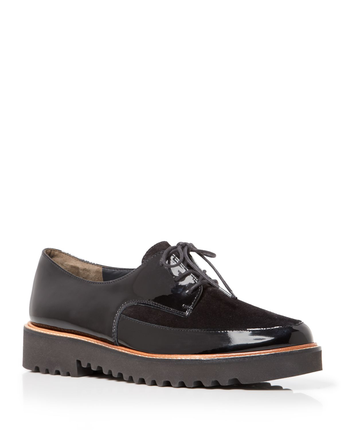 Paul Green Lace Up Creeper Oxford Flats - Cindy in Black | Lyst