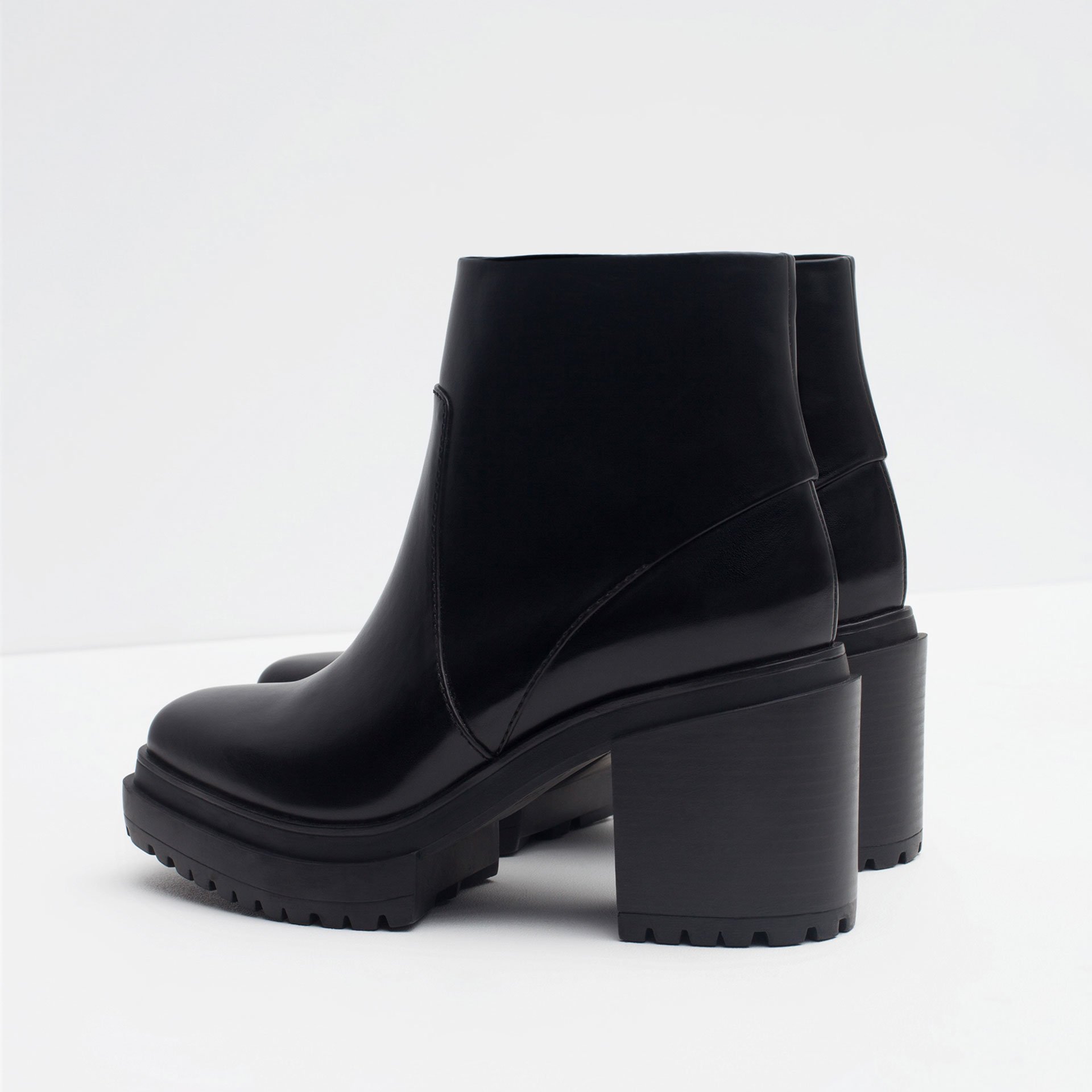Zara Platform Track Ankle Boots in Black | Lyst
