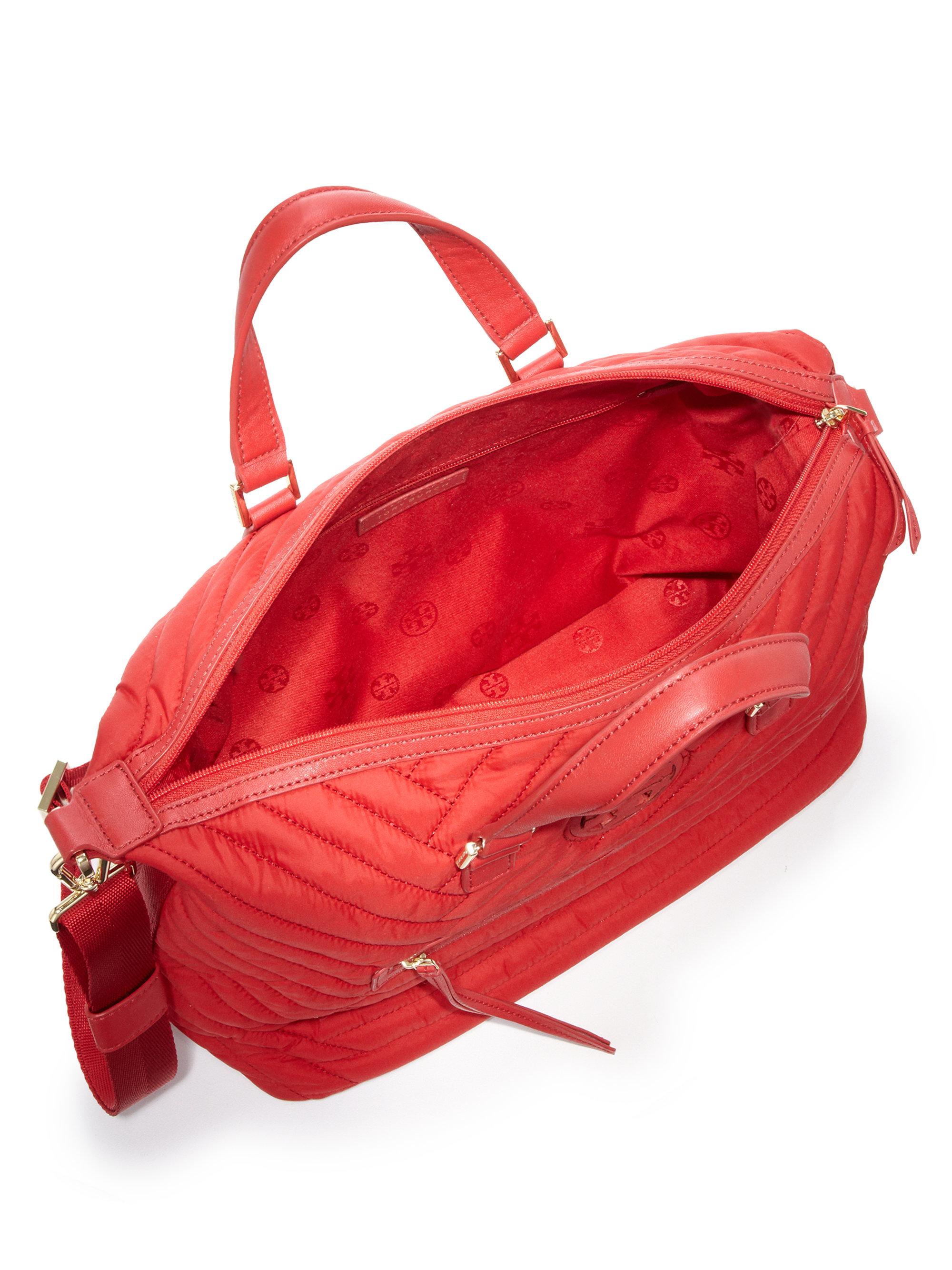 Tory Burch Quilted Nylon Slouchy Satchel in Red Lyst