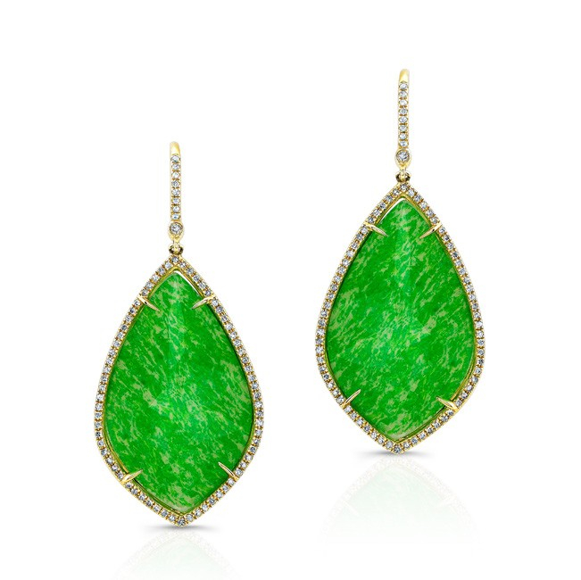 Anne Sisteron 14kt Yellow Gold Jade Diamond Earrings in Green - Lyst