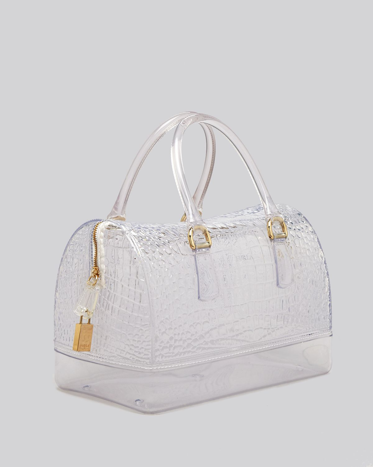 Furla Satchel Candy Clear Croc Embossed | Lyst