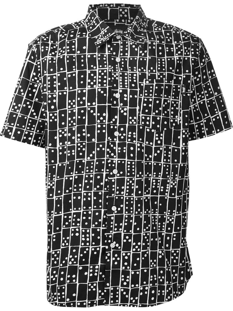 lounge Forstyrre Brutal Stussy Domino Print Shirt in Black for Men | Lyst