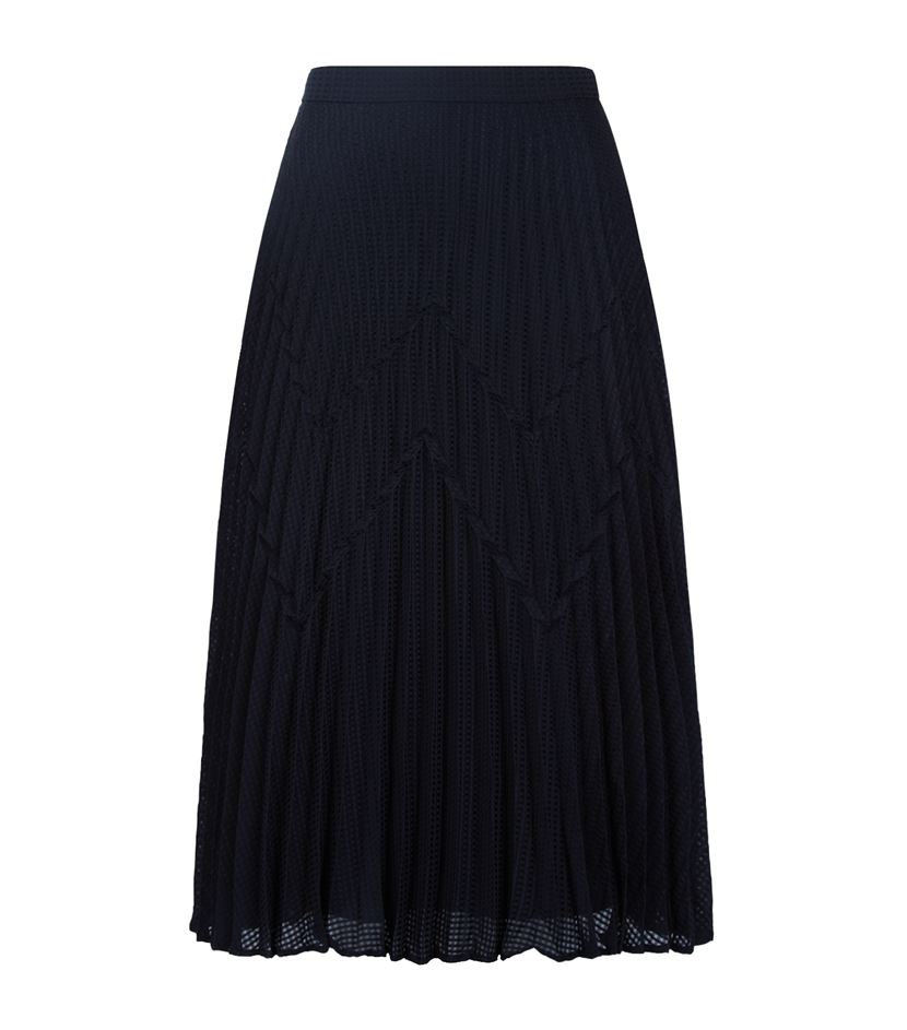 online fashion now Our Pleated Midi Skirt comes in a luxe triacetate blend with a crepe face and shiny satin back. It has a flattering silhouette that’s been cropped below the knee, and features a zipper at the back and hidden side pockets. Wear it as a stylish set with our.