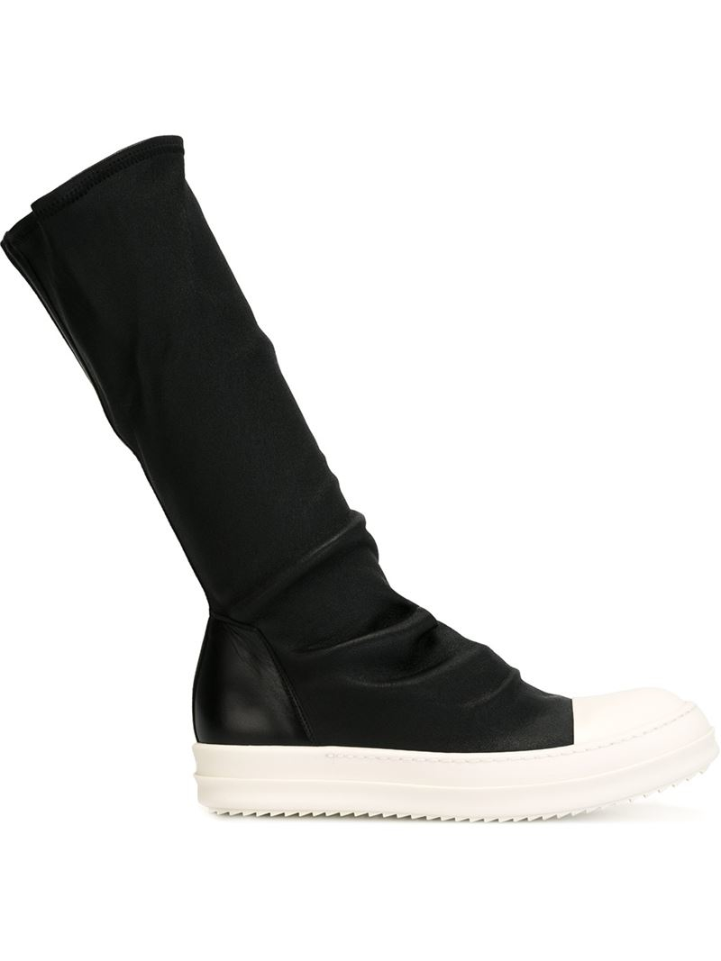 Lyst - Rick owens Lambskin Sneaker Boots in Black