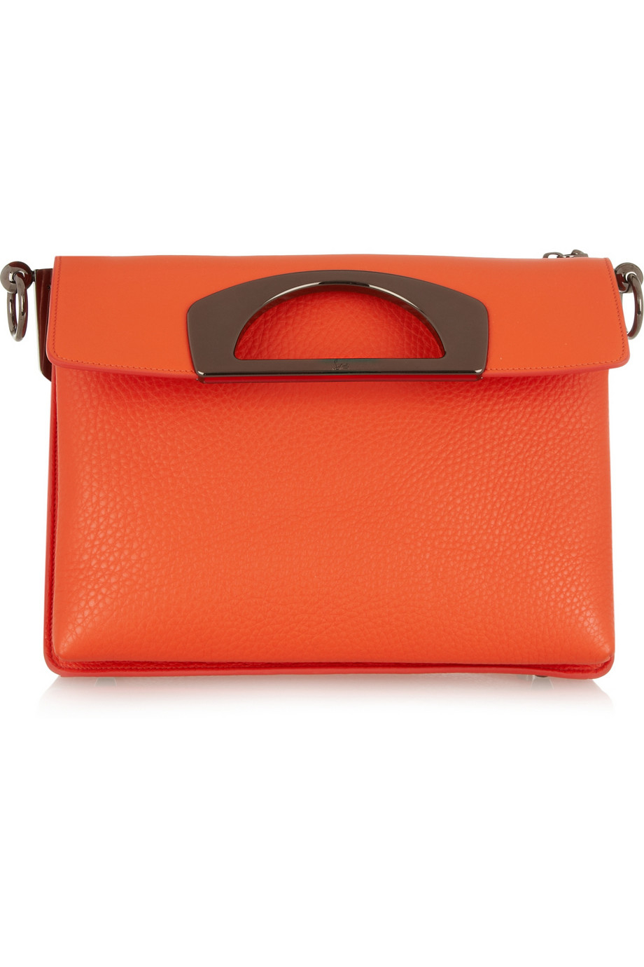 Lyst - Christian louboutin Passage Textured-Leather Shoulder Bag in Orange