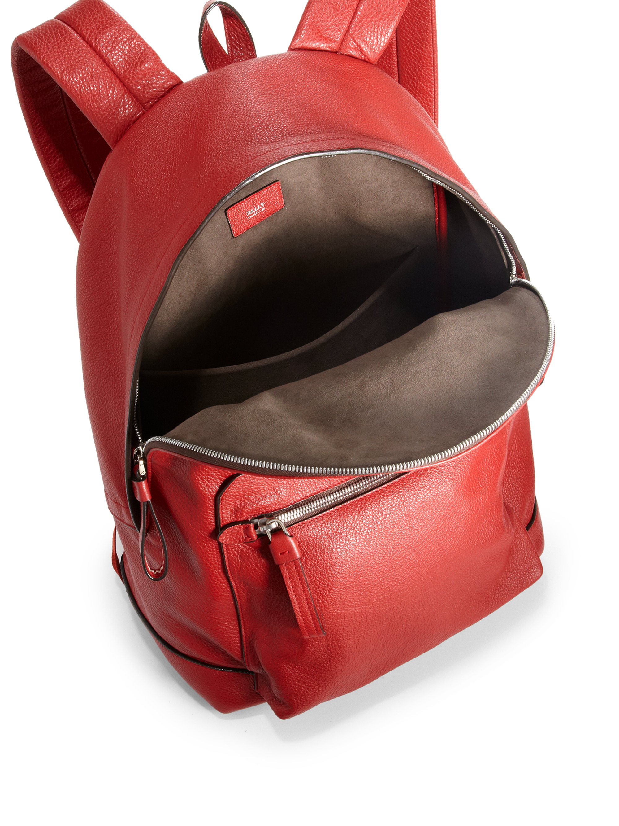 red leather bookbag