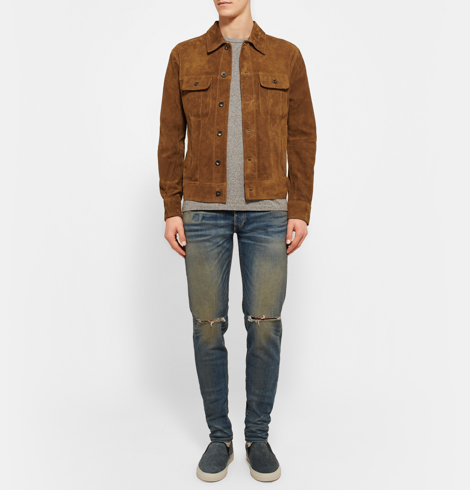 rag & bone suede trucker jacket