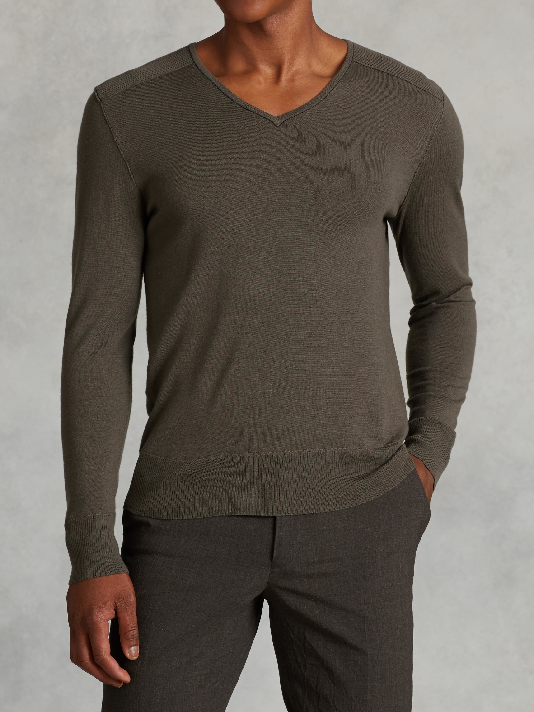 John Varvatos Wool Merino Sweater in Moss (Green) for Men - Lyst