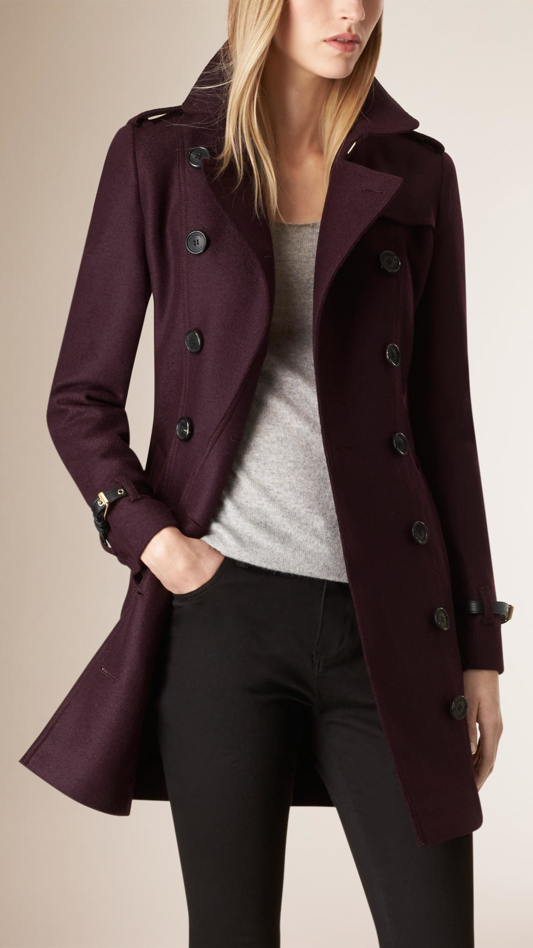 Purple burberry trench coat clearance