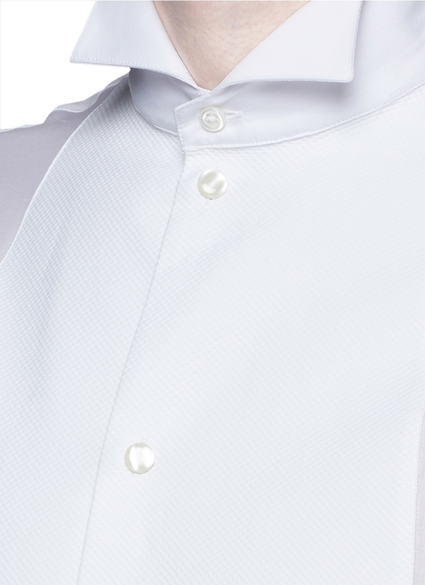 Armani Waffle Bib Tuxedo Shirt in White for Men - Lyst